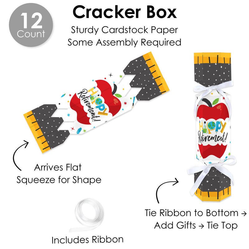 Teacher Retirement - No Snap Happy Retirement Party Table Favors - DIY Cracker Boxes - Set