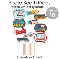 Teacher Retirement - Banner and Photo Booth Decorations - Happy Retirement Party Supplies Kit - Doterrific Bundle