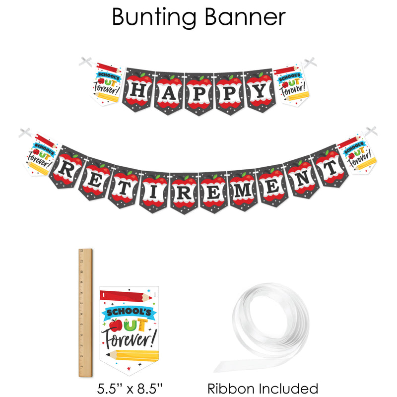 Teacher Retirement - Happy Retirement Party Supplies - Banner Decoration Kit - Fundle Bundle