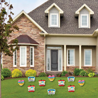 Teacher Retirement - Pencil Apple Lawn Decorations - Outdoor Happy Retirement Party Yard Decorations - 10 Piece