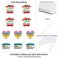 Teacher Retirement - Pencil Apple Lawn Decorations - Outdoor Happy Retirement Party Yard Decorations - 10 Piece