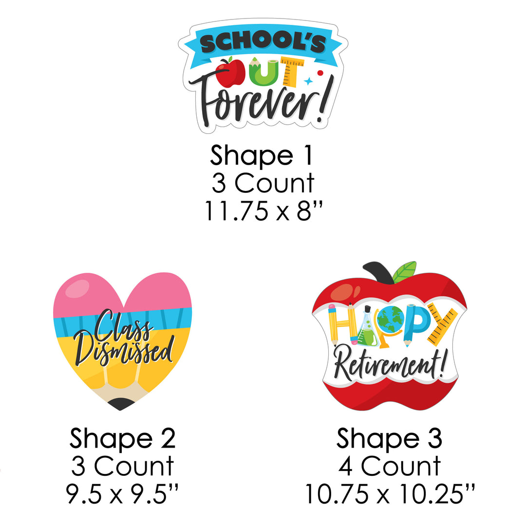 Teacher Retirement - Pencil Apple Lawn Decorations - Outdoor Happy Retirement Party Yard Decorations - 10 Piece