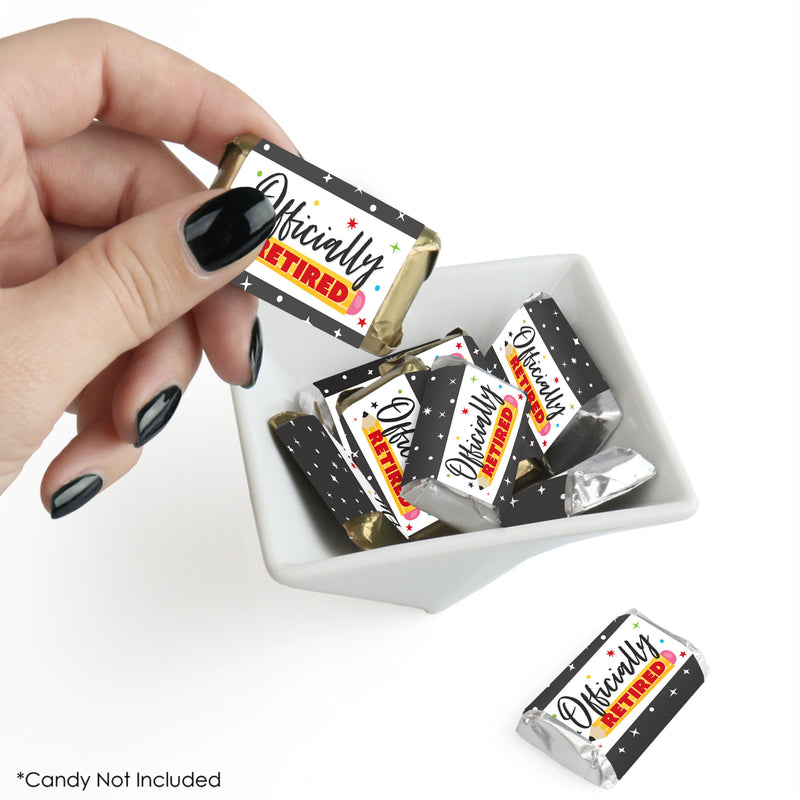 Teacher Retirement - Mini Candy Bar Wrapper Stickers - Happy Retirement Party Small Favors - 40 Count