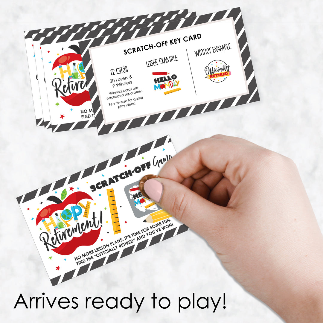 Teacher Retirement - Happy Retirement Party Game Scratch Off Cards - 22 Count