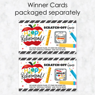 Teacher Retirement - Happy Retirement Party Game Scratch Off Cards - 22 Count