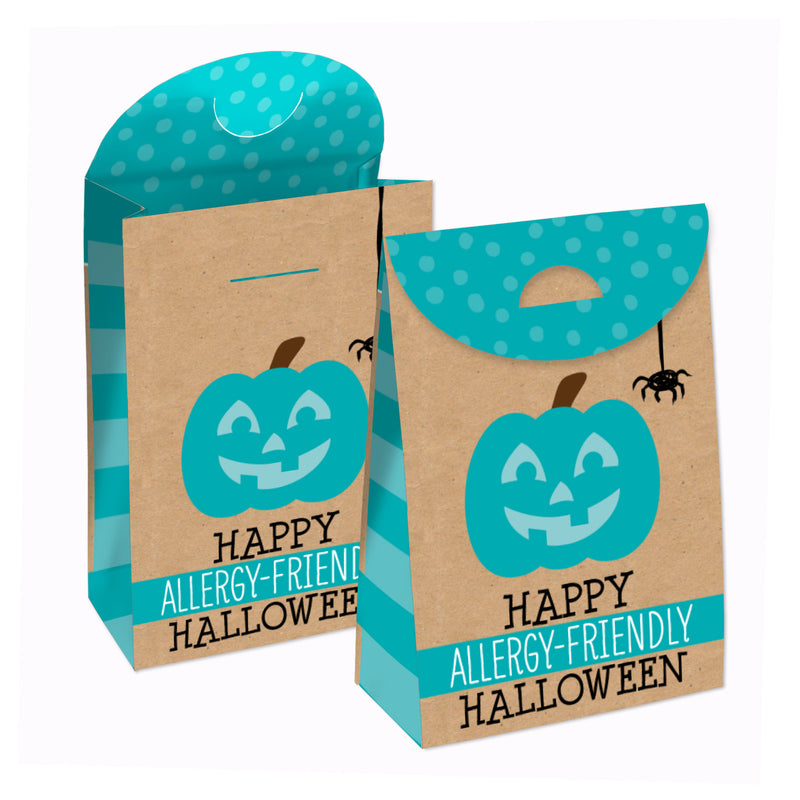 Teal Pumpkin - Halloween Allergy Friendly Trick or Trinket Gift Favor Bags - Party Goodie Boxes - Set of 12