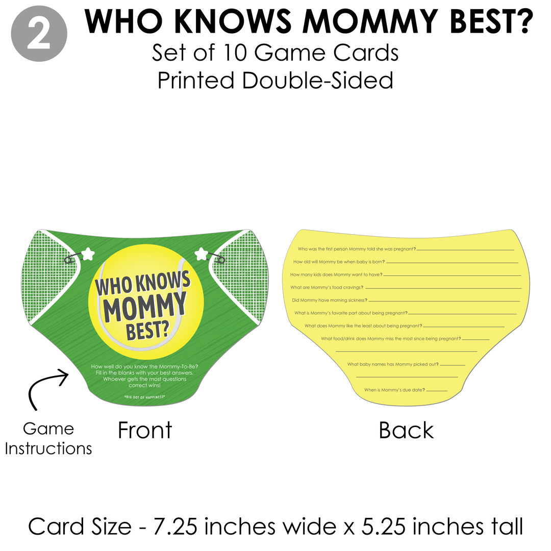 You Got Served - Tennis - 4 Tennis Ball Baby Shower Games - 10 Cards Each - Gamerific Bundle