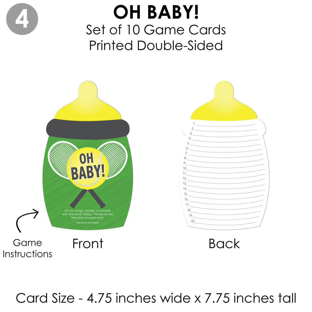 You Got Served - Tennis - 4 Tennis Ball Baby Shower Games - 10 Cards Each - Gamerific Bundle