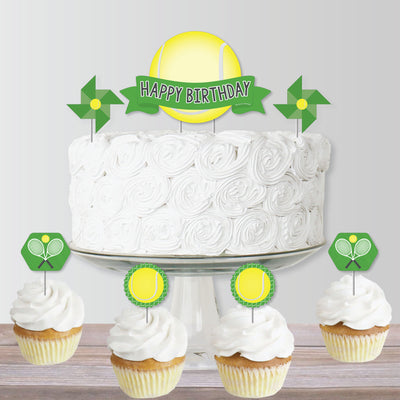 You Got Served - Tennis - Tennis Ball Birthday Party Cake Decorating Kit - Happy Birthday Cake Topper Set - 11 Pieces