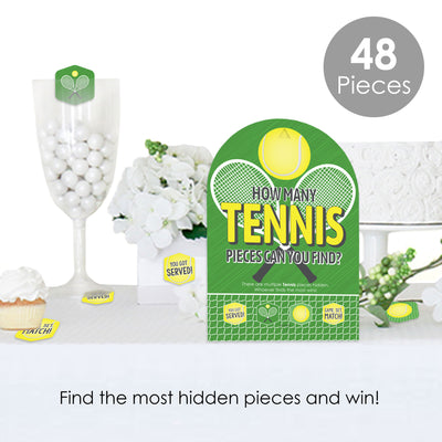 You Got Served - Tennis - Baby Shower or Tennis Ball Birthday Party Scavenger Hunt - 1 Stand and 48 Game Pieces - Hide and Find Game
