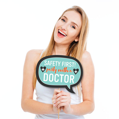 Funny Thank You Doctors - Doctor Appreciation Week Photo Booth Props Kit - 10 Piece