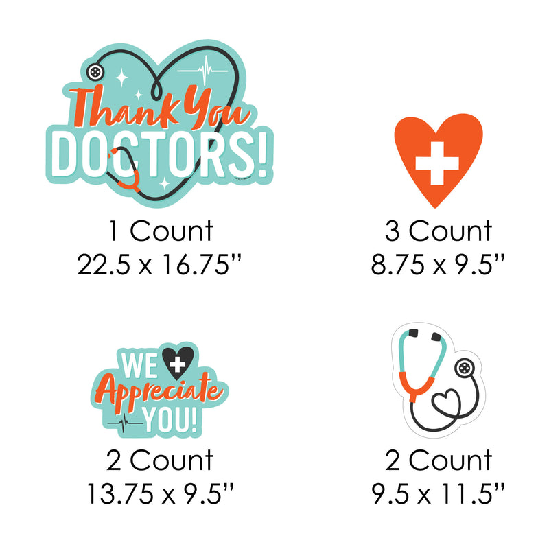 Thank You Doctors - Yard Sign and Outdoor Lawn Decorations - Doctor Appreciation Week Yard Signs - Set of 8