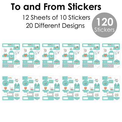 Thank You Doctors - Assorted Doctor Appreciation Week Gift Tag Labels - To and From Stickers - 12 Sheets - 120 Stickers