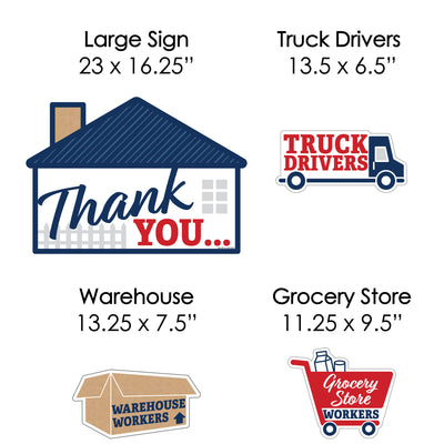 Thank You Front Line Workers - Yard Sign and Outdoor Lawn Decorations - Yard Signs - Set of 8