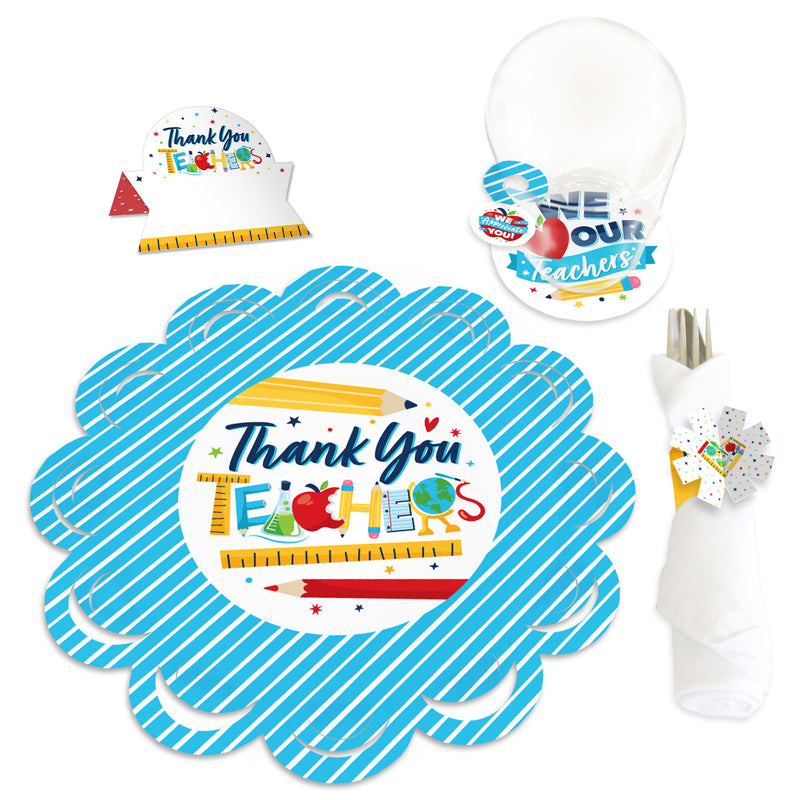 Thank You Teachers - Teacher Appreciation Paper Charger and Table Decorations - Chargerific Kit - Place Setting for 8