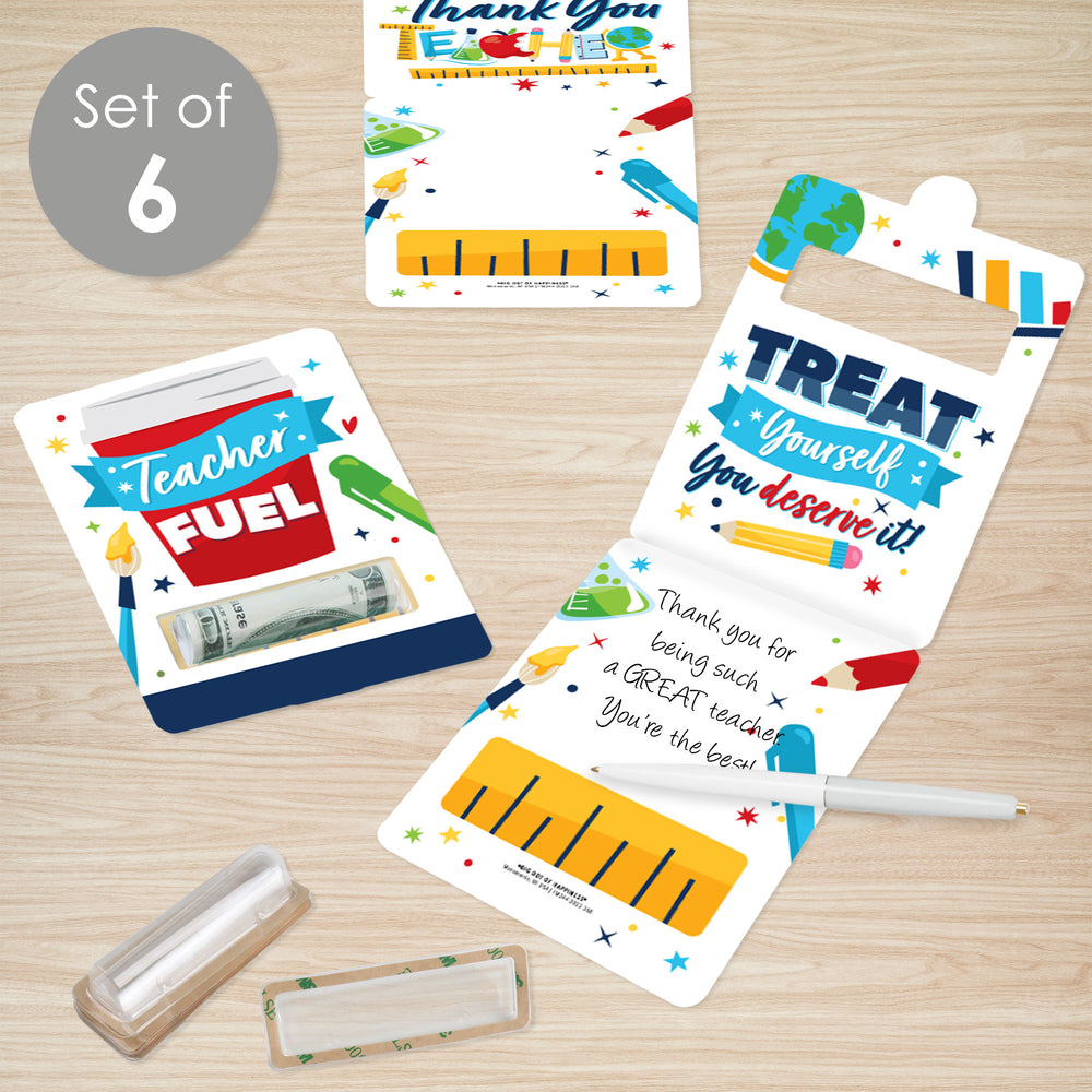 Thank You Teachers - DIY Assorted Teacher Appreciation Cash Holder Gift - Funny Money Cards - Set of 6