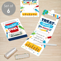 Thank You Teachers - DIY Assorted Teacher Appreciation Cash Holder Gift - Funny Money Cards - Set of 6