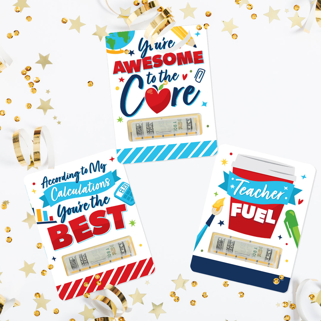 Thank You Teachers - DIY Assorted Teacher Appreciation Cash Holder Gift - Funny Money Cards - Set of 6