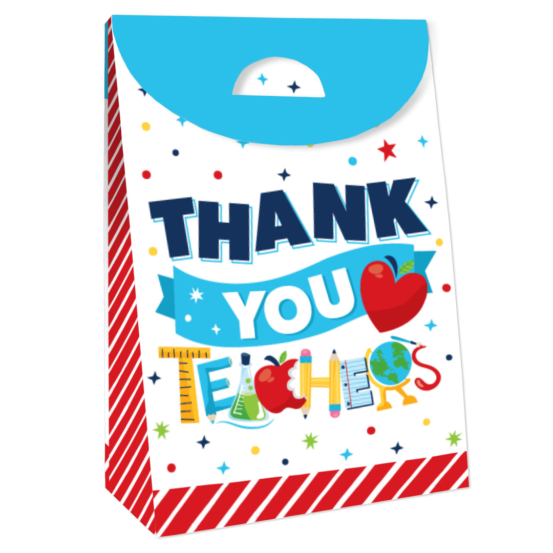 Thank You Teachers - Teacher Appreciation Gift Favor Bags - Party Goodie Boxes - Set of 12