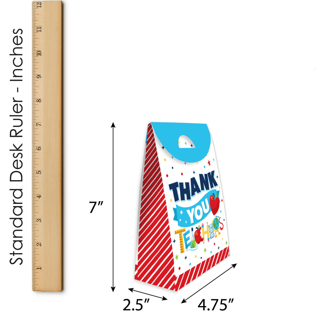 Thank You Teachers - Teacher Appreciation Gift Favor Bags - Party Goodie Boxes - Set of 12