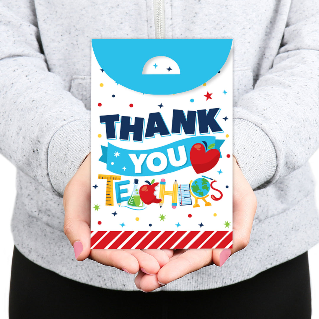 Thank You Teachers - Teacher Appreciation Gift Favor Bags - Party Goodie Boxes - Set of 12
