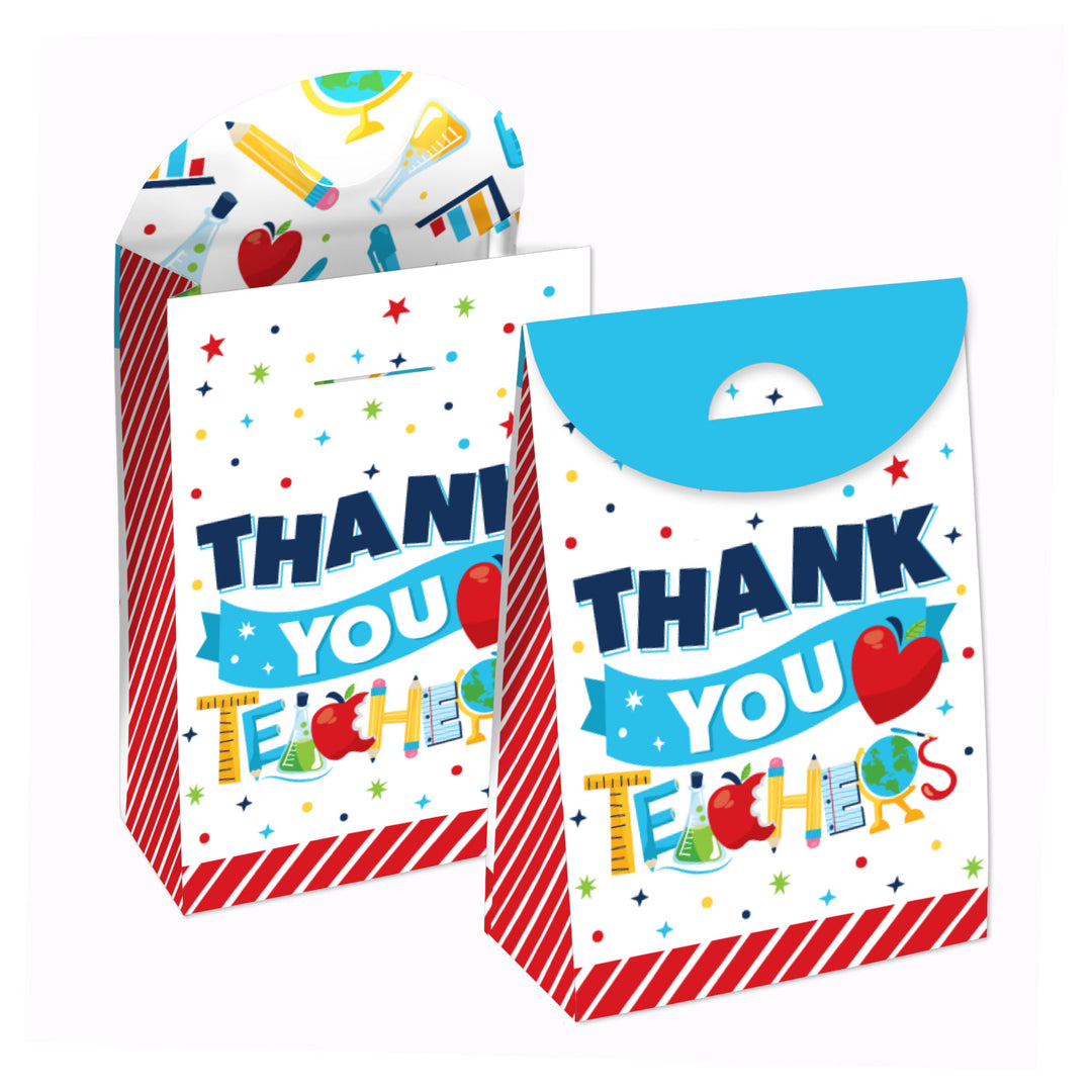 Thank You Teachers - Teacher Appreciation Gift Favor Bags - Party Goodie Boxes - Set of 12