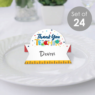 Thank You Teachers - Teacher Appreciation Tent Buffet Card - Table Setting Name Place Cards - Set of 24