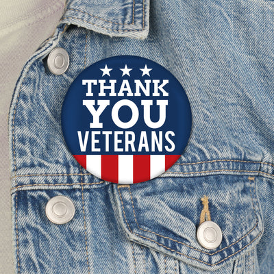 Thank You Veterans - 3 inch Support Our Troops Badge - Pinback Buttons - Set of 8