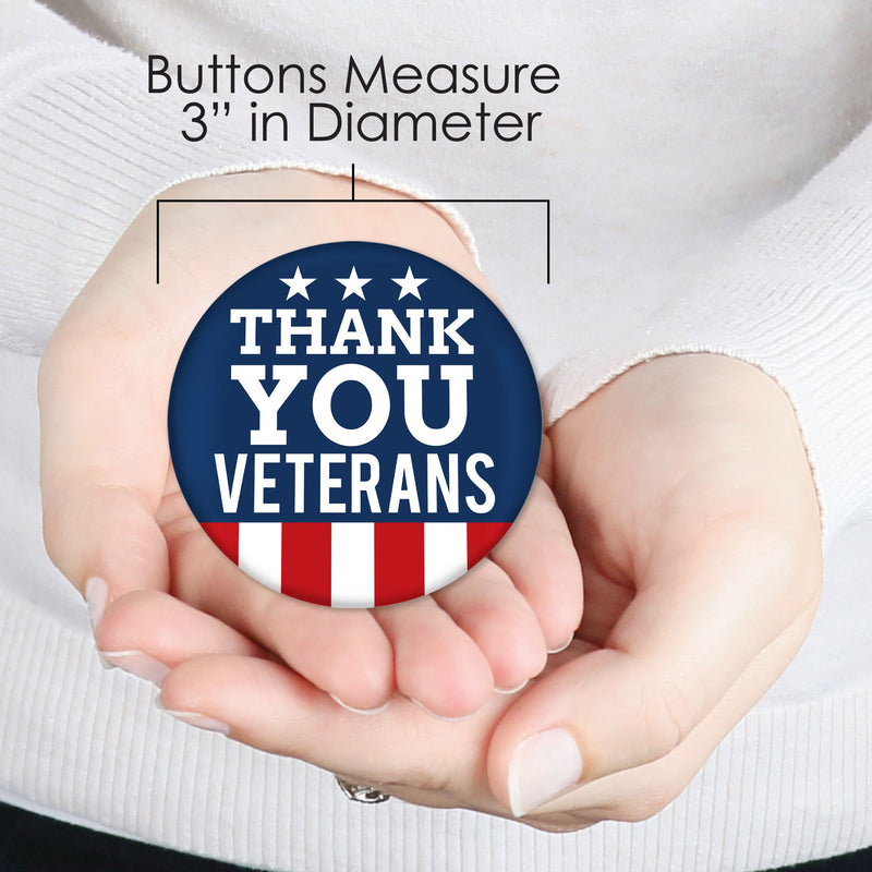Thank You Veterans - 3 inch Support Our Troops Badge - Pinback Buttons - Set of 8