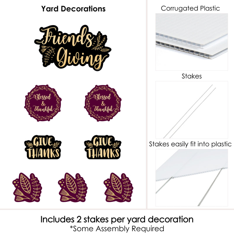 Elegant Thankful for Friends - Yard Sign & Outdoor Lawn Decorations - Friendsgiving Thanksgiving Party Yard Signs - Set of 8