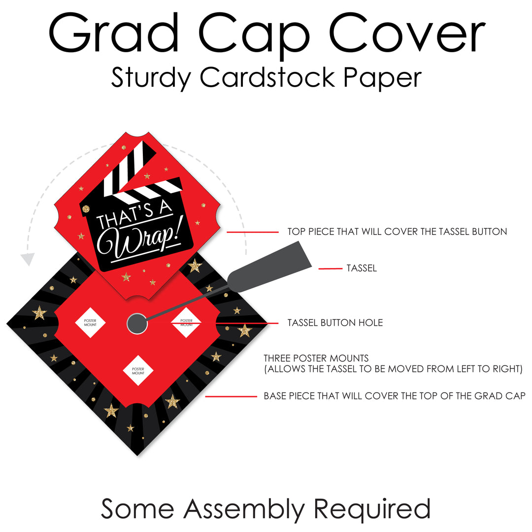 That’s a Wrap - Movie Graduation Cap Decorations Kit - Grad Cap Cover