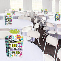 Through the Decades - Table Decorations - 50s, 60s, 70s, 80s, and 90s Party Fold and Flare Centerpieces - 10 Count