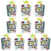 Through the Decades - Table Decorations - 50s, 60s, 70s, 80s, and 90s Party Fold and Flare Centerpieces - 10 Count