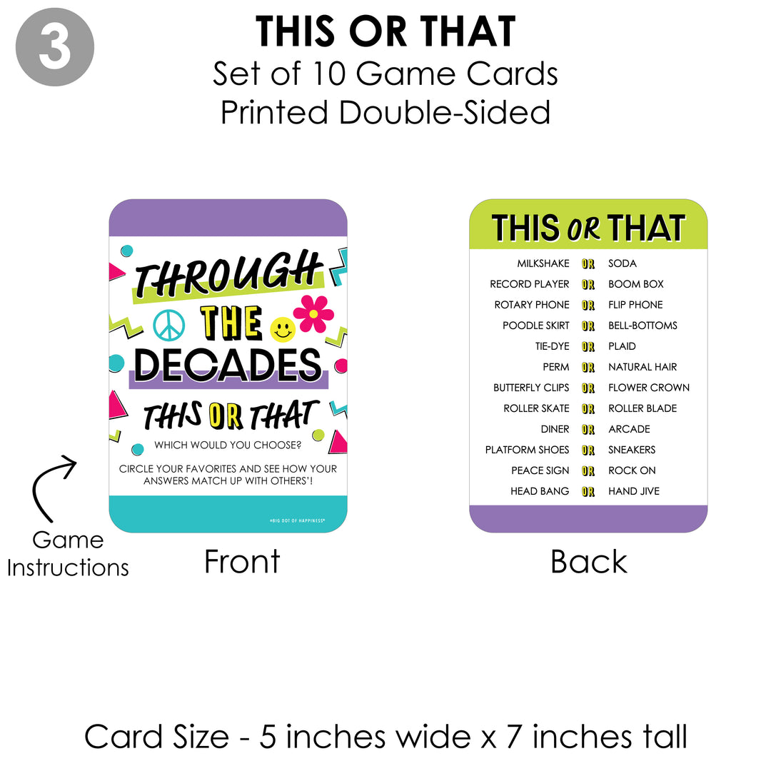 Through the Decades - 4 50s, 60s, 70s, 80s, and 90s Party Games - 10 Cards Each - Gamerific Bundle
