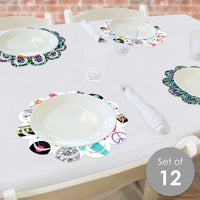 Through the Decades - 50s, 60s, 70s, 80s, and 90s Party Round Table Decorations - Paper Chargers - Place Setting For 12