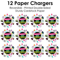 Through the Decades - 50s, 60s, 70s, 80s, and 90s Party Round Table Decorations - Paper Chargers - Place Setting For 12