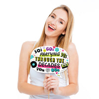 Funny Through the Decades - 50s, 60s, 70s, 80s, and 90s Party Photo Booth Props Kit - 10 Piece