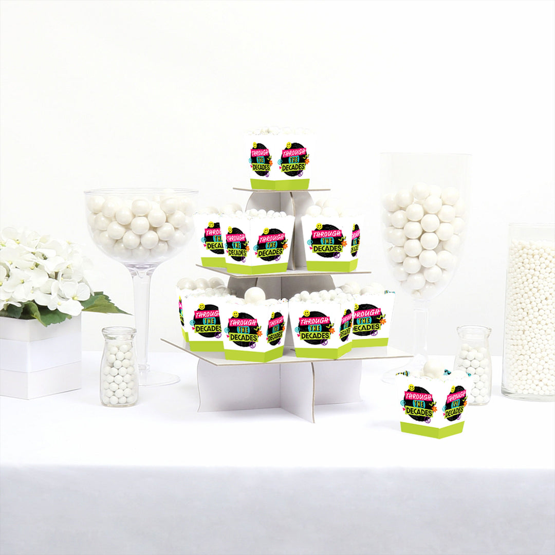 Through the Decades - Party Mini Favor Boxes - 50s, 60s, 70s, 80s, and 90s Party Treat Candy Boxes - Set of 12