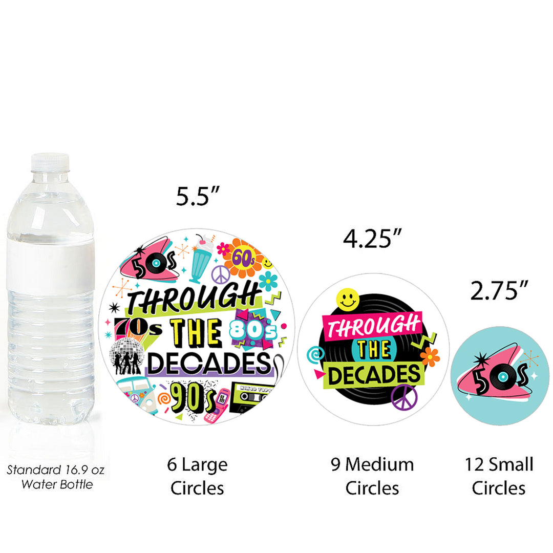 Through the Decades - 50s, 60s, 70s, 80s, and 90s Party Giant Circle Confetti - Party Decorations - Large Confetti 27 Count