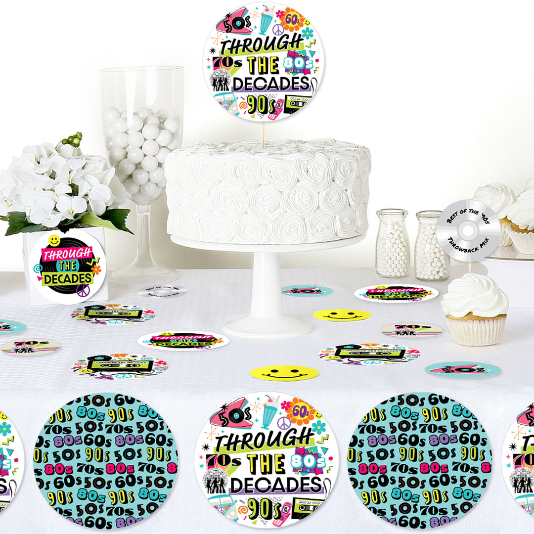 Through the Decades - 50s, 60s, 70s, 80s, and 90s Party Giant Circle Confetti - Party Decorations - Large Confetti 27 Count