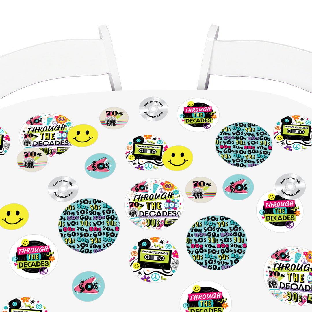 Through the Decades - 50s, 60s, 70s, 80s, and 90s Party Giant Circle Confetti - Party Decorations - Large Confetti 27 Count