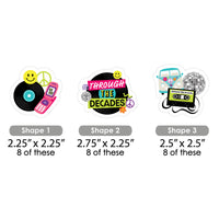 Through the Decades - DIY Shaped 50s, 60s, 70s, 80s, and 90s Party Cut-Outs - 24 Count