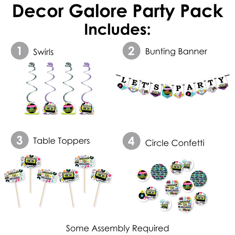 Through the Decades - 50s, 60s, 70s, 80s, and 90s Party Supplies Decoration Kit - Decor Galore Party Pack - 51 Pieces