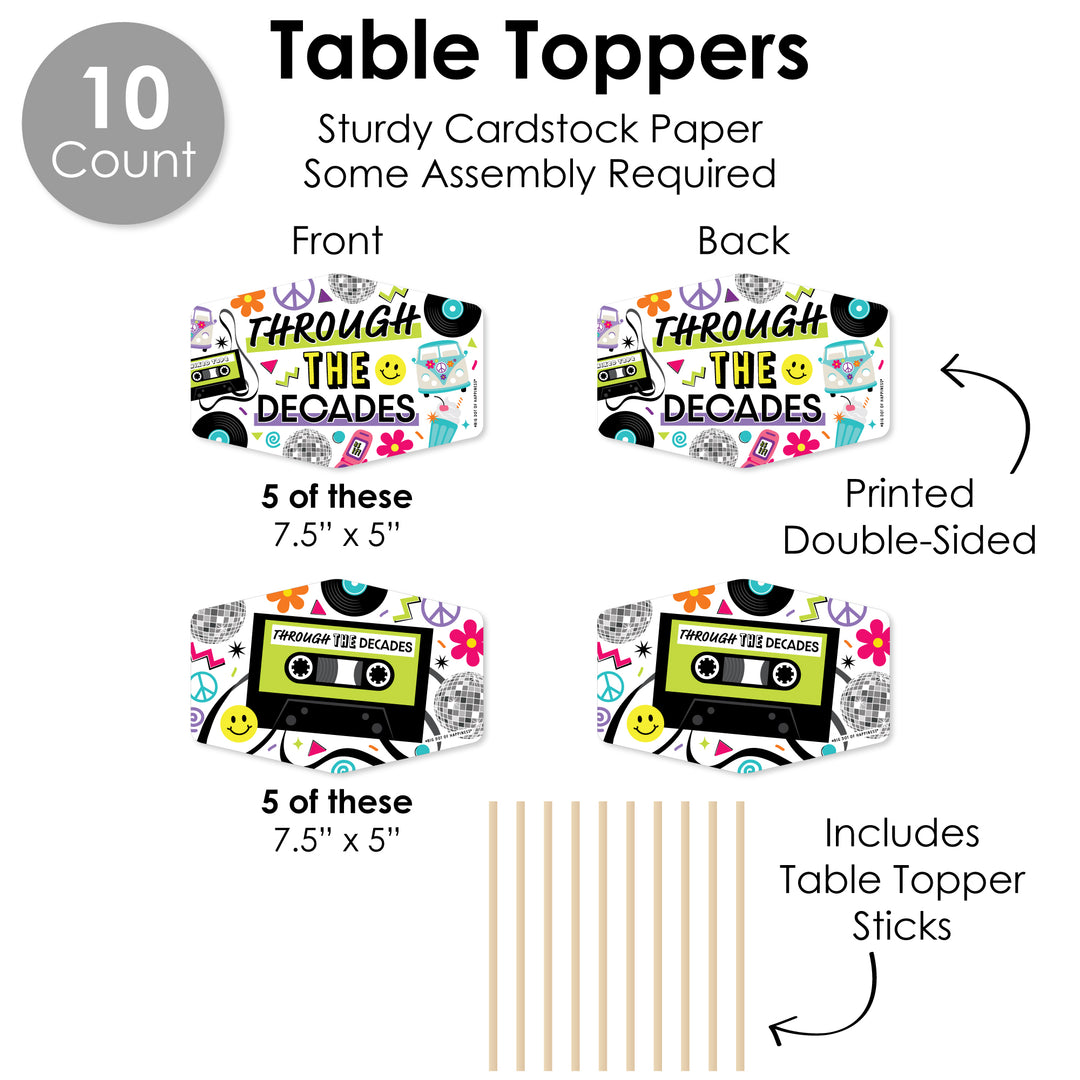 Through the Decades - 50s, 60s, 70s, 80s, and 90s Party Supplies Decoration Kit - Decor Galore Party Pack - 51 Pieces