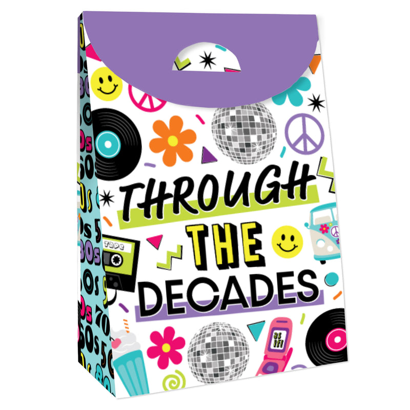 Through the Decades - 50s, 60s, 70s, 80s, and 90s Gift Favor Bags - Party Goodie Boxes - Set of 12