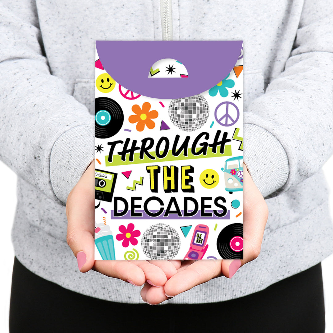 Through the Decades - 50s, 60s, 70s, 80s, and 90s Gift Favor Bags - Party Goodie Boxes - Set of 12