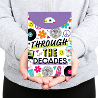 Through the Decades - 50s, 60s, 70s, 80s, and 90s Gift Favor Bags - Party Goodie Boxes - Set of 12