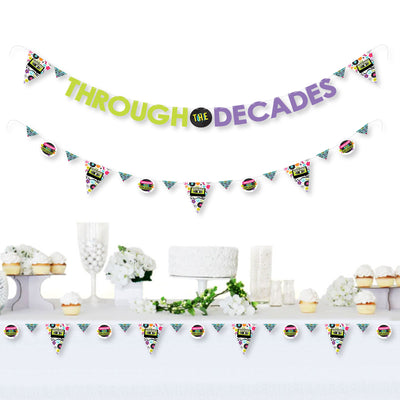 Through the Decades - 50s, 60s, 70s, 80s, and 90s Party Letter Banner Decoration - 36 Banner Cutouts and Through the Decades Banner Letters