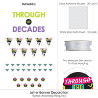 Through the Decades - 50s, 60s, 70s, 80s, and 90s Party Letter Banner Decoration - 36 Banner Cutouts and Through the Decades Banner Letters
