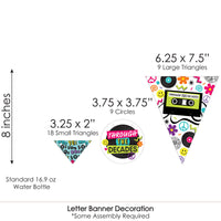 Through the Decades - 50s, 60s, 70s, 80s, and 90s Party Letter Banner Decoration - 36 Banner Cutouts and Through the Decades Banner Letters